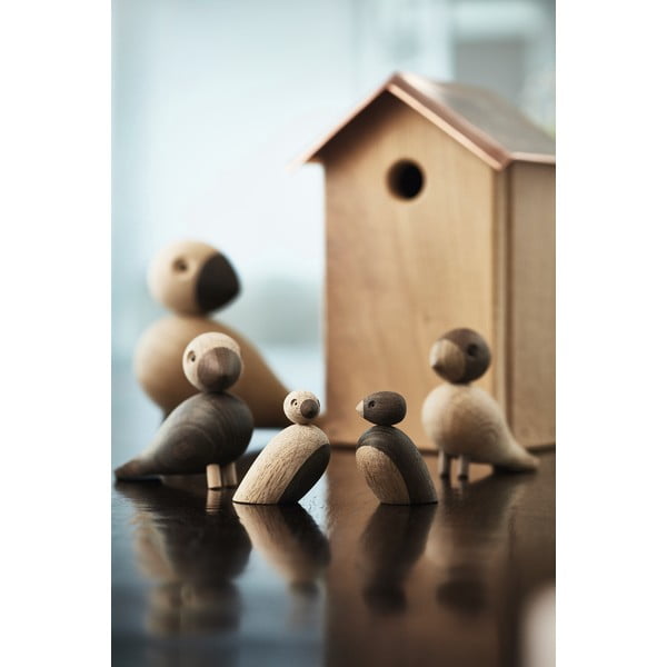 Комплект от 2 статуетки от масивна дъбова дървесина Pair of Sparrows - Kay Bojesen Denmark-image-2