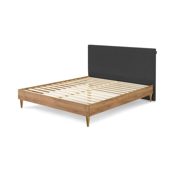 Тъмносиво/естествено двойно легло с решетка 180x200 cm Noa - Bobochic Paris