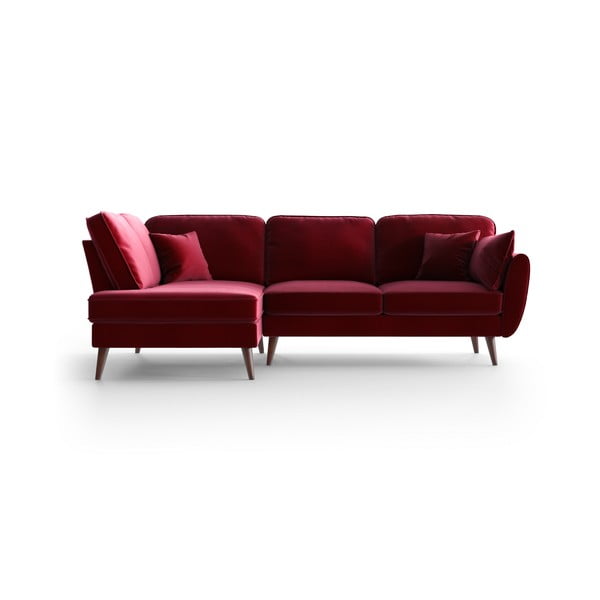 Ъглов диван от червено кадифе , ляв ъгъл Auteuil - My Pop Design