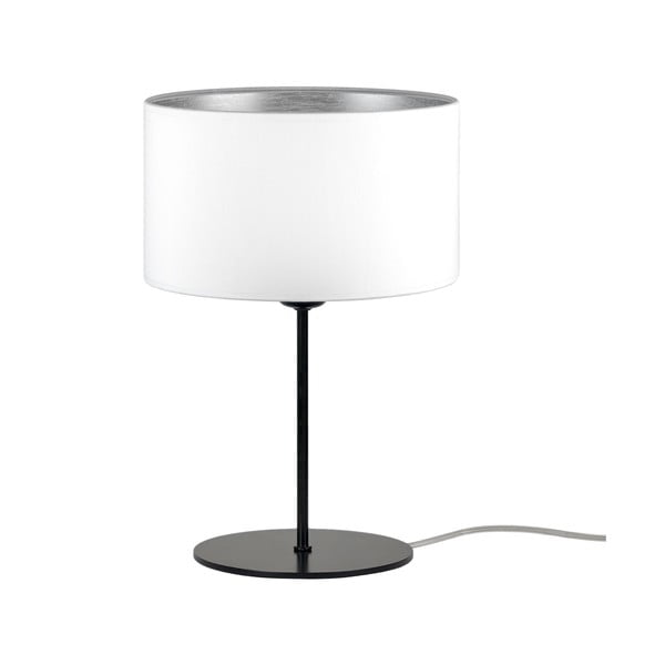 Бяла настолна лампа със сребърни детайли S, ⌀ 25 cm Tres - Sotto Luce