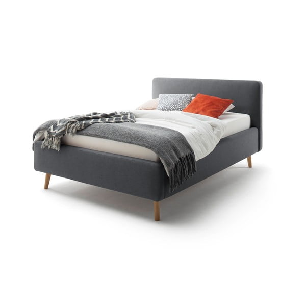 Тъмно сиво двойно легло с решетка и място за съхранение , 140 x 200 cm Mattis - Meise Möbel