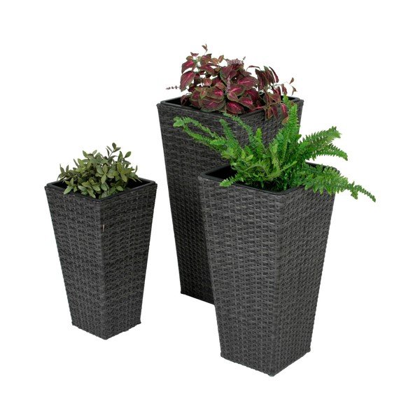 Комплект саксии от изкуствен ратан 3 бр. Camelia – Garden Pleasure-image-1