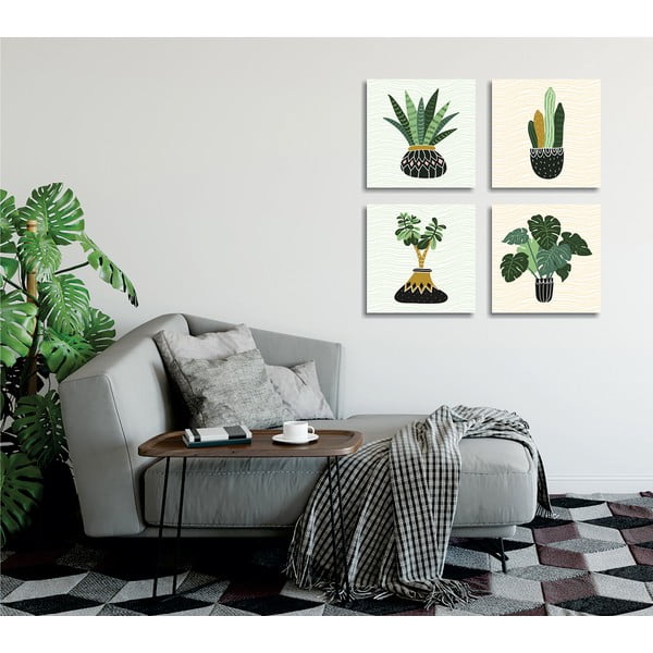 Картини в комплект от 4 бр. 30x30 cm Plants - Wallity-image-1