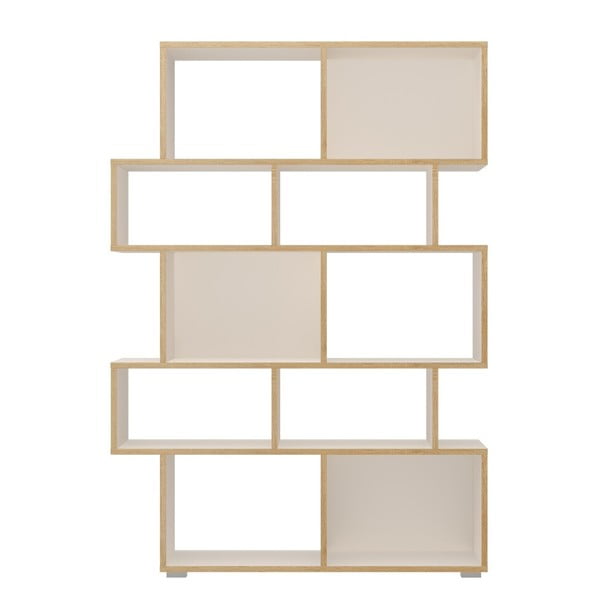 Бял шкаф за книги с дървен ръб 115x160 cm Random Barbara - Tomasucci