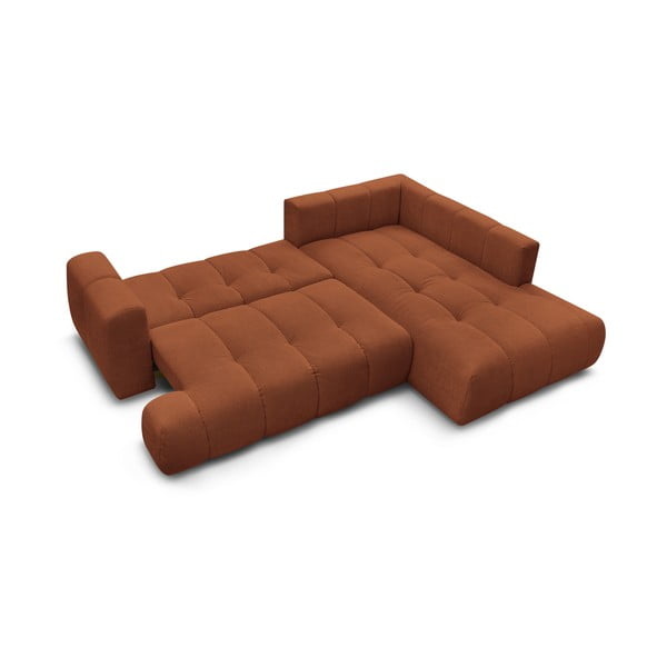 Сгъваем/с място за съхранение ъглов диван в тухлен цвят (десен ъгъл/L форма) Fuji – Bobochic Paris-image-4