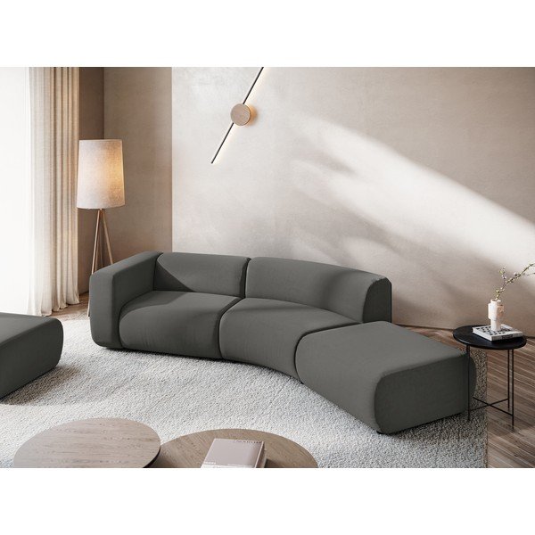 Сив кадифен шезлонг (десен ъгъл) Ekahi – Makamii-image-1