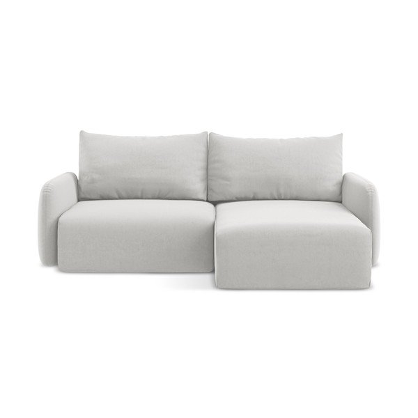 Светлосив кадифен сгъваем/с място за съхранение ъглов диван (десен ъгъл) Kalena – Makamii