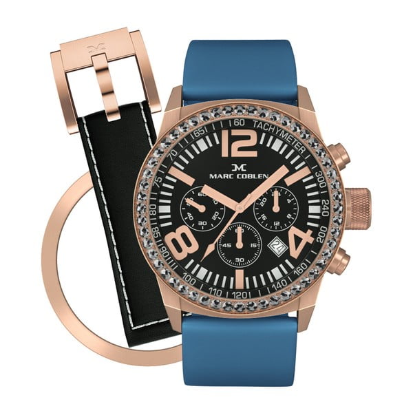 Dámské hodinky Marc Coblen s páskem a kroužkem navíc P23