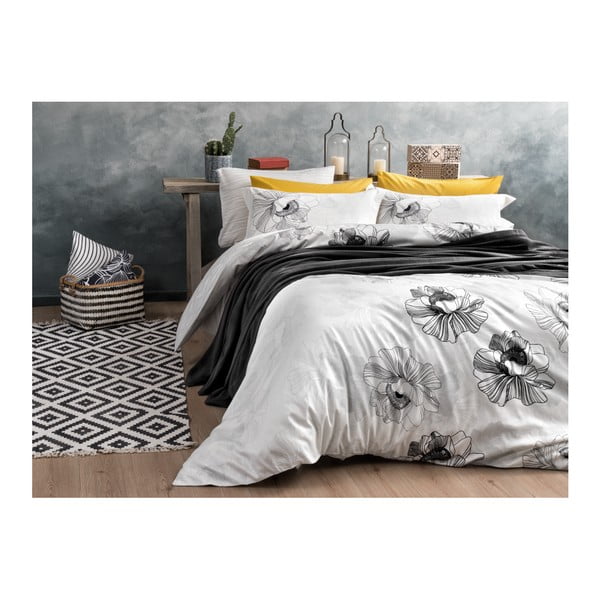 Спално бельо за двойно легло от сатенен памук Blacky, 200 x 220 cm - Bella Maison