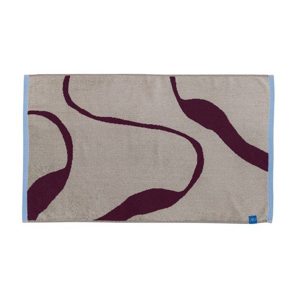 Бордо/бежов килим за баня за душ от органичен памук 50x80 cm Nova Arte  – Mette Ditmer Denmark