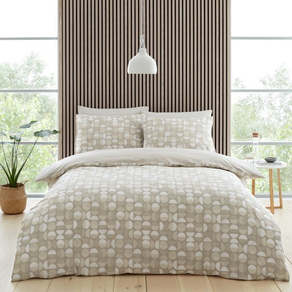 Бяло и бежово спално бельо за двойно легло 200x200 cm Craft Floral - Catherine Lansfield-image-4