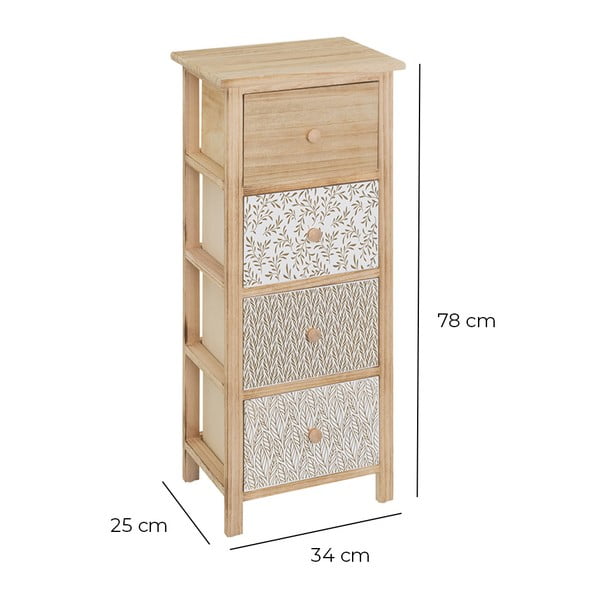 Висок скрин с чекмеджета в естествен цвят 34x78 cm – Casa Selección-image-2