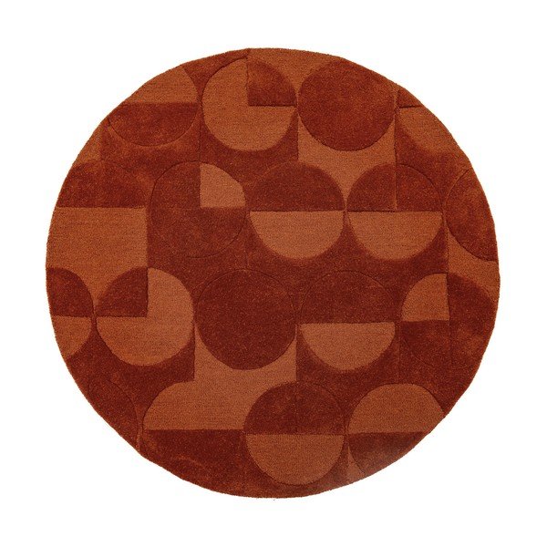 Теракотен ръчно изработен вълнен кръгъл килим ø 160 cm Gigi – Flair Rugs