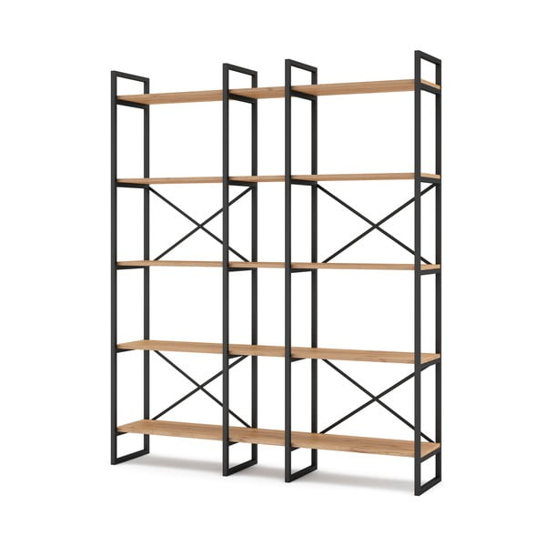 Рафт от черен/естествен дъб 144x175 cm Dusan - Marckeric-image-2