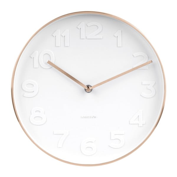Nástěnné hodiny s detaily v měděné barvě Karlsson Mr. White, ⌀ 28 cm