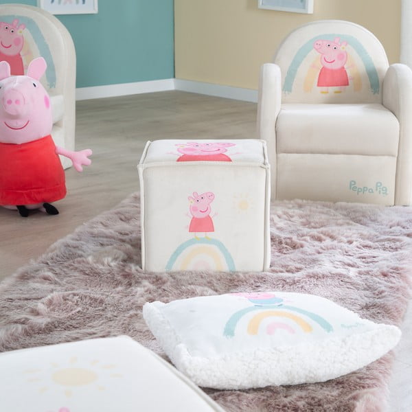 Бял кадифен детски пуф Peppa Pig – Roba-image-3