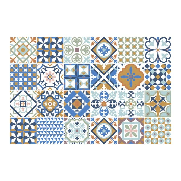 Комплект от 24 стикера за стена Azulejos Ornaments Mosaic, 10 x 10 cm - Ambiance-image-2