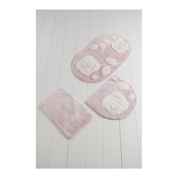Комплект от 3 светлорозови килимчета за баня Pinkie Duro - Unknown