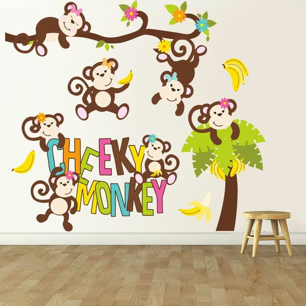 Samolepka na zeď Cheeky Monkey, 90x60 cm