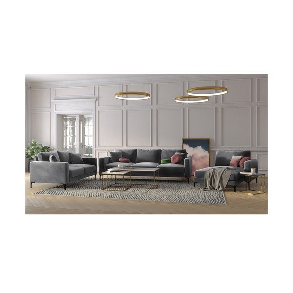 Диван от сиво кадифе , 158 см Harmony - Kooko Home-image-4
