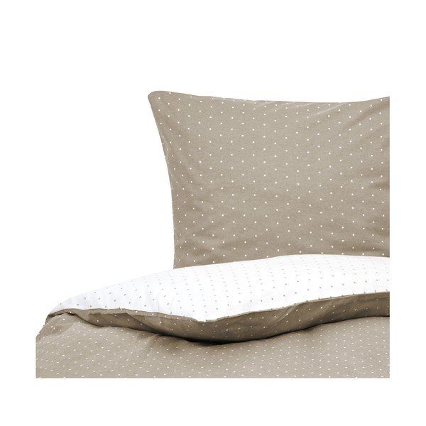 Бяло и кафяво фланелено спално бельо за единично легло Fovere , 155 x 220 cm Betty - Westwing Collection-image-4