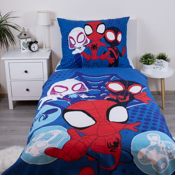 Синьо  единично  памучно детско спално бельо 140x200 cm Spidey – Jerry Fabrics-image-1