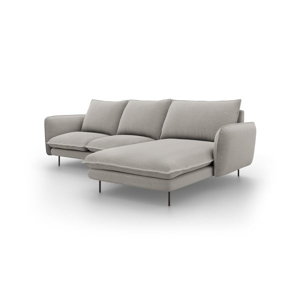 Светлосив ъглов диван, десен ъгъл Vienna - Cosmopolitan Design