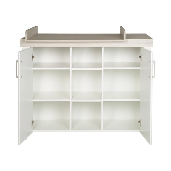 Бял нисък скрин в декор от бряст с масичка за преповиване 120x98 cm Felicia - Roba-image-3