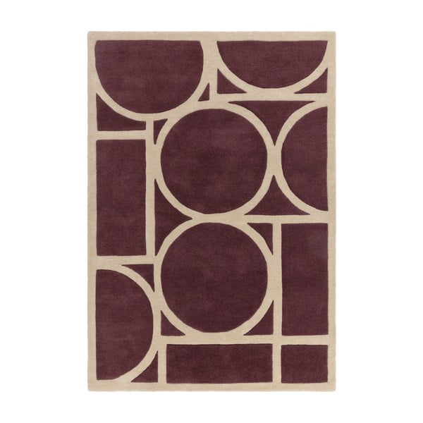 Тъмнокафяв вълнен килим 120x170 cm Metro Plum - Asiatic Carpets