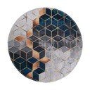 Миещ се кръгъл килим в бяло-петролен цвят ø 120 cm - Vitaus