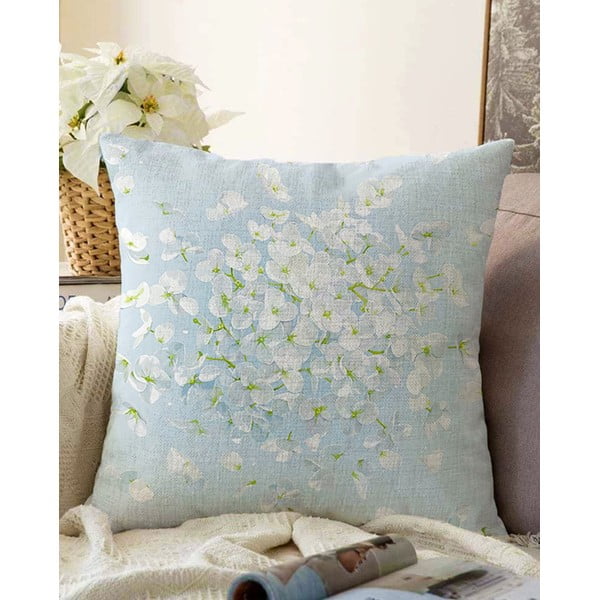 Синя калъфка за възглавница със смес от памук Blossom, 55 x 55 cm - Minimalist Cushion Covers