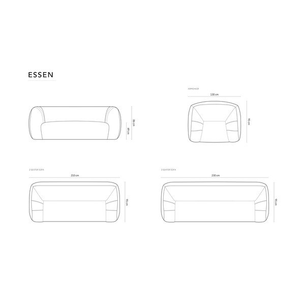 Светлорозов диван от плат букле 230 cm Essen - Cosmopolitan Design-image-4