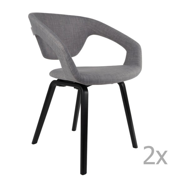 Sada 2 šedých židlí s černými nohami Zuiver Flexback