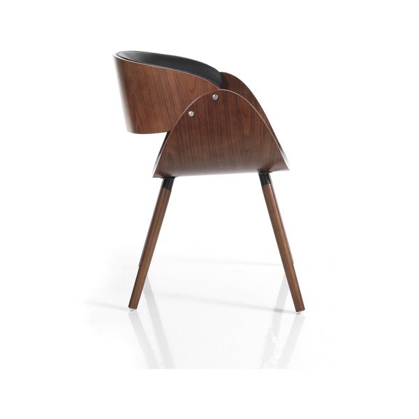 Черен/тъмнокафяв тапициран трапезен стол с подлакътници Visby Evo – Tomasucci-image-2