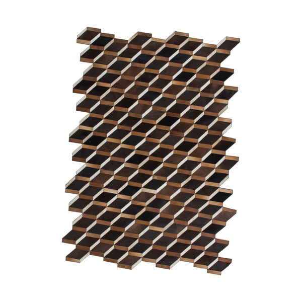 Kožený koberec Revolution Brown, 90x144 cm
