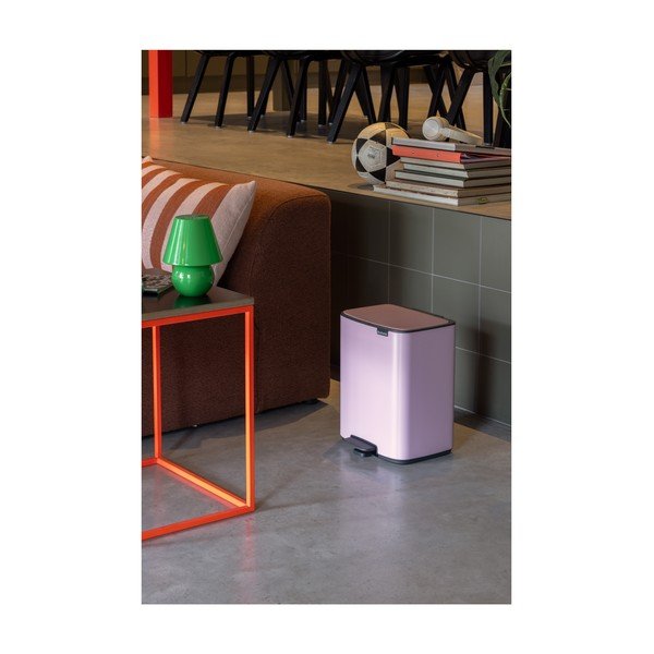 Розово стоманено кошче за боклук с педал 12 l Bo – Brabantia-image-1