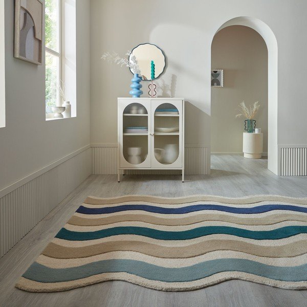 Син ръчно изработен вълнен килим 140x200 cm Cascade Wool – Flair Rugs-image-2