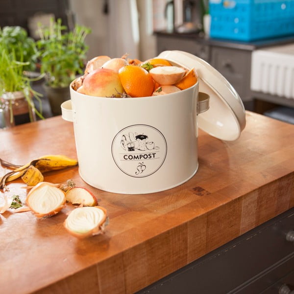 Бял контейнер за компостируеми отпадъци 6,3 л Vintage - Esschert Design-image-1