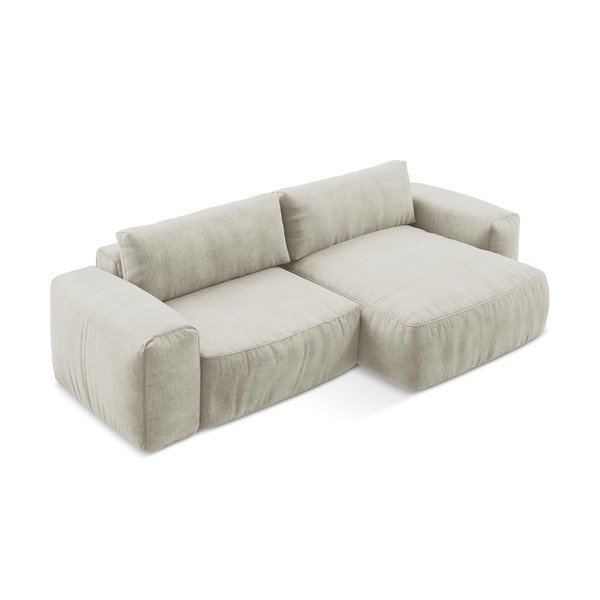 Бежов шенилов сгъваем ъглов диван (десен ъгъл) Kuki – Makamii-image-3