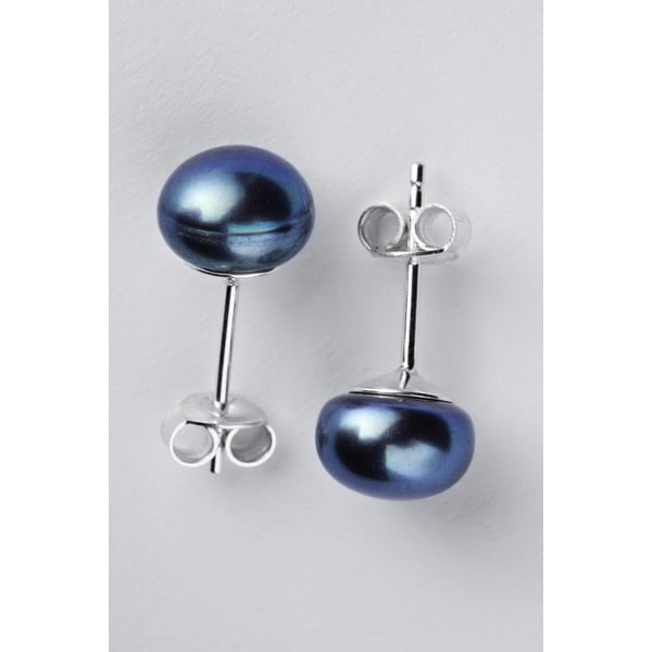 Stříbrné náušnice s modrými perlami 9,5 mm
