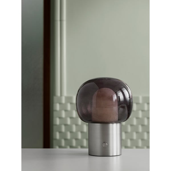 Антрацитна алуминиева LED настолна лампа със стъклен абажур (височина 32 cm) Iris – Blomus-image-3