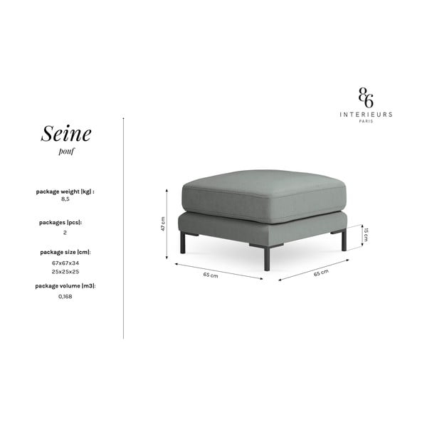 Тъмно сива табуретка за крака Seine - Interieurs 86-image-3