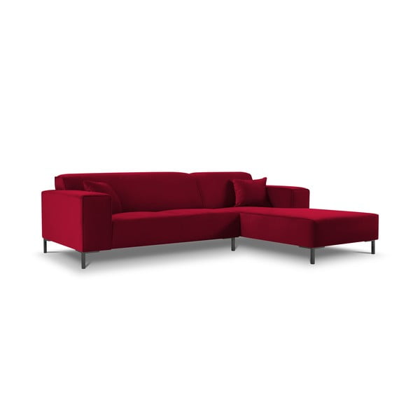 Ъглов диван от червено кадифе Siena, десен ъгъл - Cosmopolitan Design