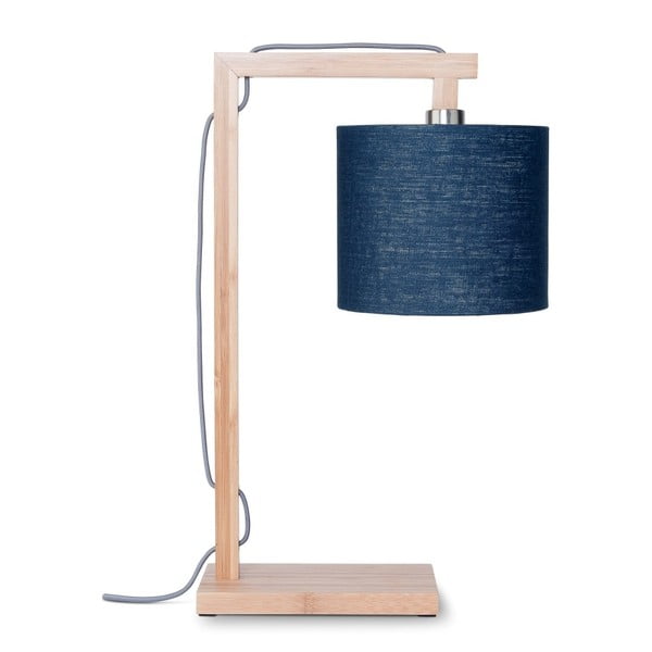 Настолна лампа със син абажур и бамбукова конструкция Himalaya - Good&Mojo