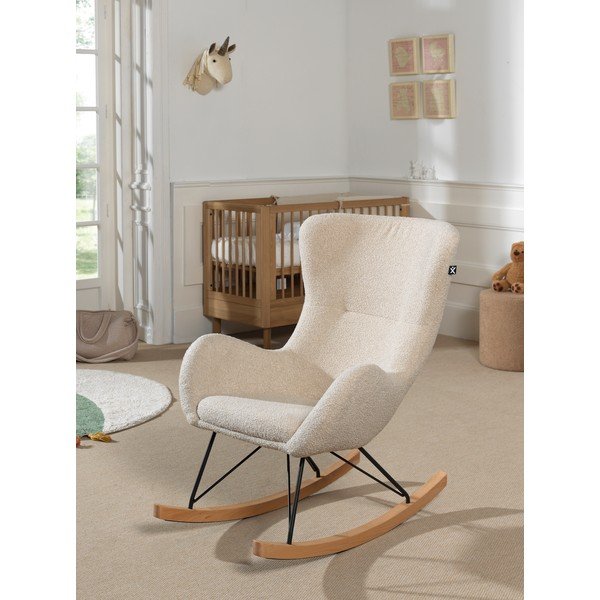 Бежов люлеещ се детски стол от букле Rocky – Vipack-image-1