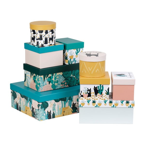 Декоративни картонени кутии за съхранение с капак в комплект от 9 Chamouflage - Jardin d'Ulysse