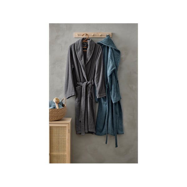 Син халат от органичен памук размер S/M - Södahl-image-4