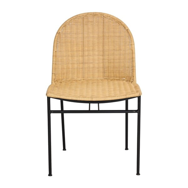 Комплект от 4 ратанови стола за хранене Sofia и черна маса Marienlis - Bonami Essentials-image-3