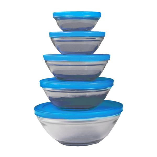 Комплект от 5 сини стъклени чаши - JOCCA