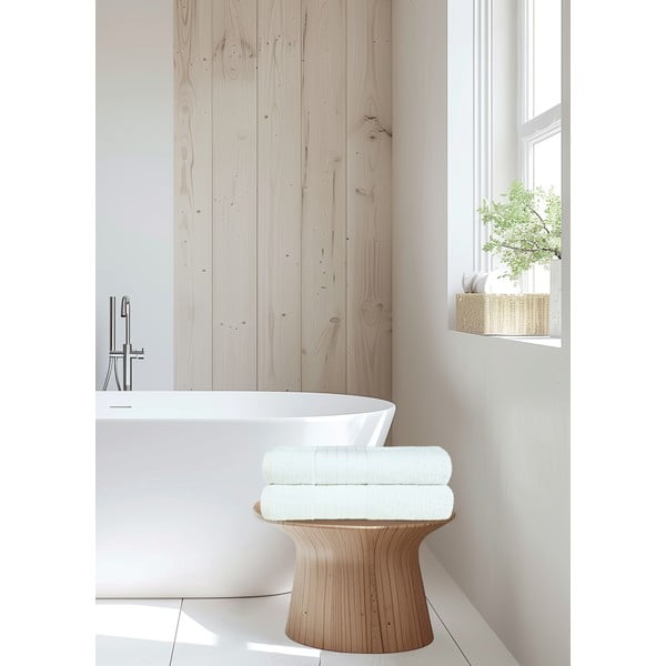 Бели памучни хавлиени кърпи в комплект от 2 бр. от тери 70x140 cm – Good Morning-image-4